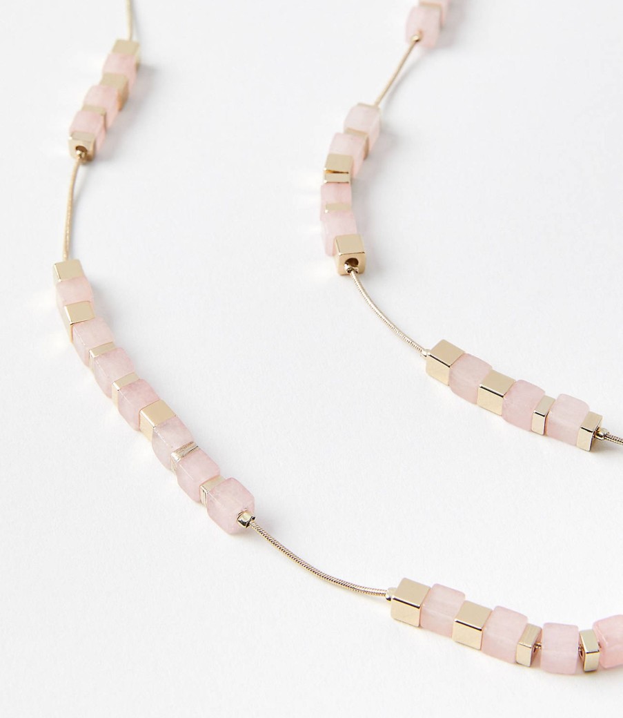 Accessories & Shoes Loft | Sparkle Station Necklace Rose Quartz