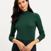 Clothing Loft | Ribbed Mock Neck Top Deep Tropic Green