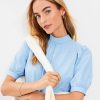 Clothing Loft | Crystal Stripe Mock Neck Top Rhine Blue