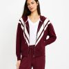 Clothing Loft | Lou & Grey Chevron Cozy Cotton Terry Zip Hoodie Burgundy