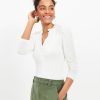 Clothing Loft | Ruffle Collar Henley Top Whisper White