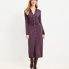 Clothing Loft | Ruched Waist Midi Shirtdress Plum Melange