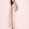 Clothing Loft | Belted Wide Leg Pants In Heathered Brushed Flannel Ivory Heather