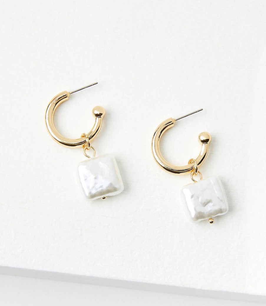 Accessories & Shoes Loft | Freshwater Pearl Drop Hoop Earrings Fresh Pearl