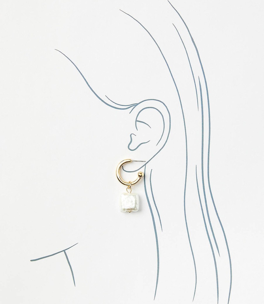 Accessories & Shoes Loft | Freshwater Pearl Drop Hoop Earrings Fresh Pearl