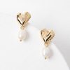 Accessories & Shoes Loft | Pearlized Heart Drop Earrings Goldtone