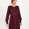 Clothing Loft | Clip Ruffle Tiered Swing Dress Crushed Blackberry