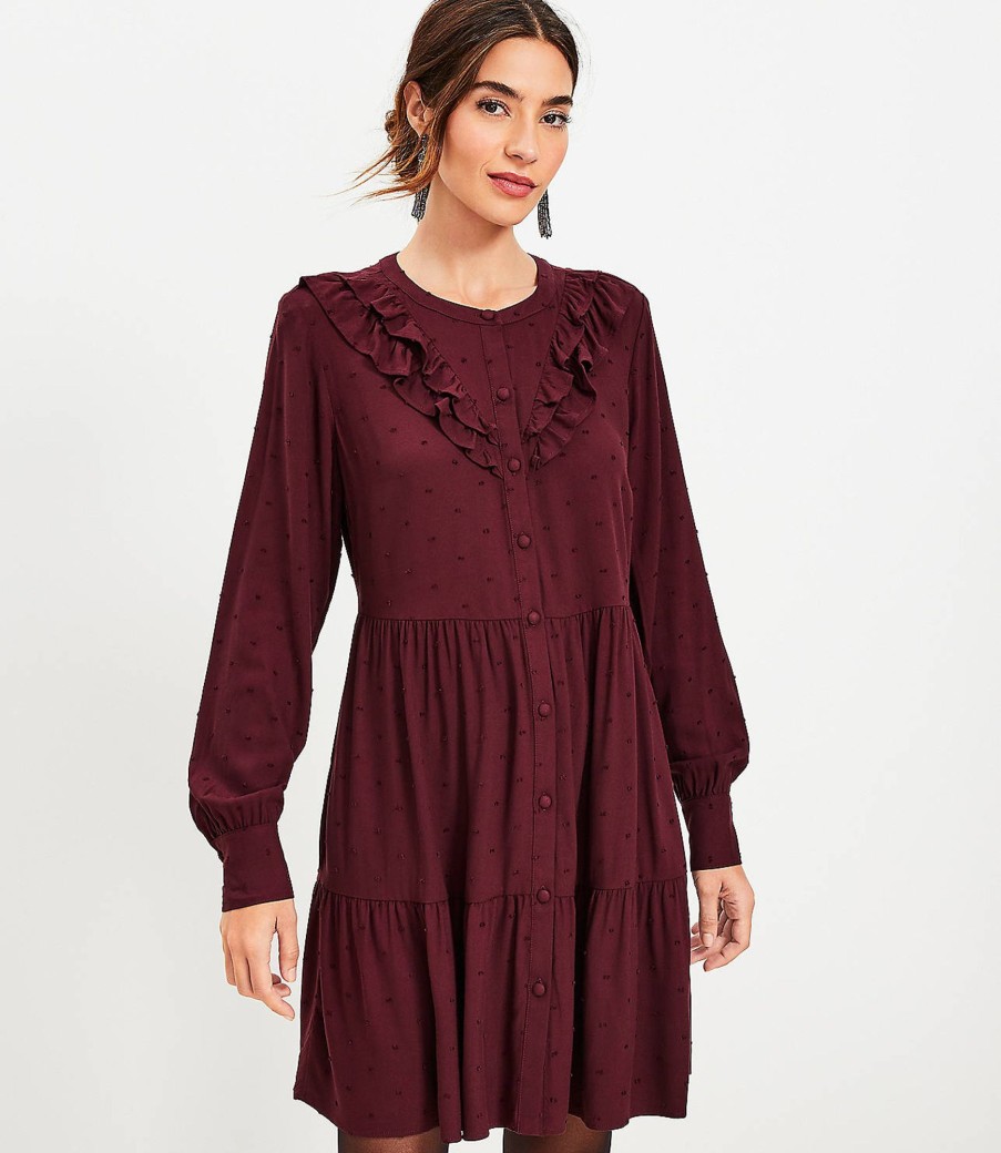 Clothing Loft | Clip Ruffle Tiered Swing Dress Crushed Blackberry