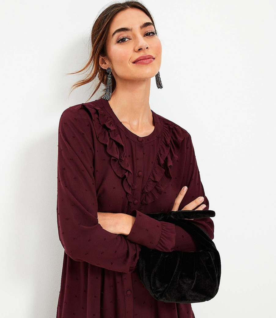 Clothing Loft | Clip Ruffle Tiered Swing Dress Crushed Blackberry