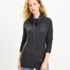 Clothing Loft | Pocket Cowl Neck Tunic Sweater Charcoal Grey Heather