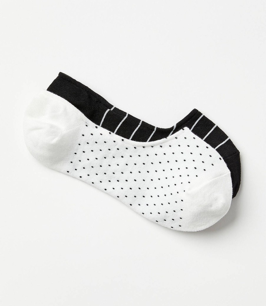 Accessories & Shoes Loft | Stripe & Dot No Show Sock Set Black