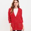 Clothing Loft | Cable Boyfriend Cardigan Tango Red