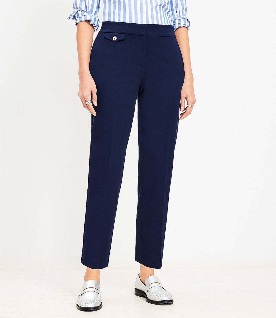 Clothing Loft | Curvy Button Pocket Riviera Slim Pants In Bi-Stretch Deep Space Blue