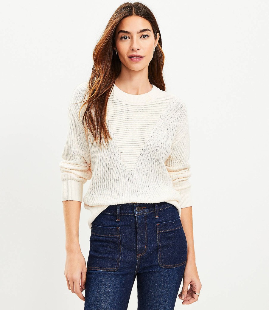 Clothing Loft | Mixed Ribbed Sweater Whisper White