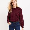 Clothing Loft | Geo Clip Pleated Yoke Blouse Rich Malbec