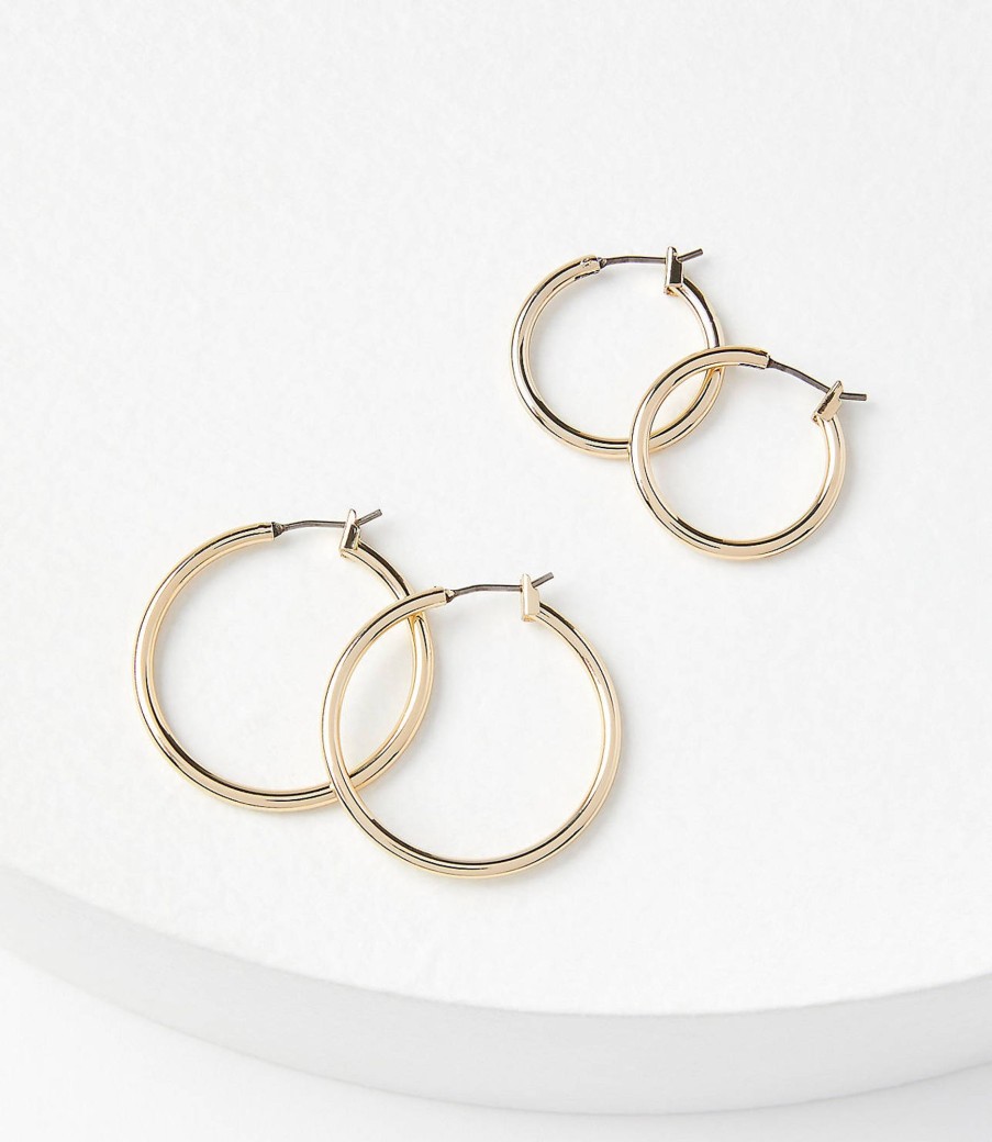 Accessories & Shoes Loft | Modern Hoop Earring Set Goldtone