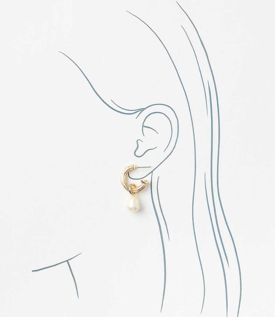 Accessories & Shoes Loft | Pearlized Chunky Charm Hoop Earrings Fresh Pearl