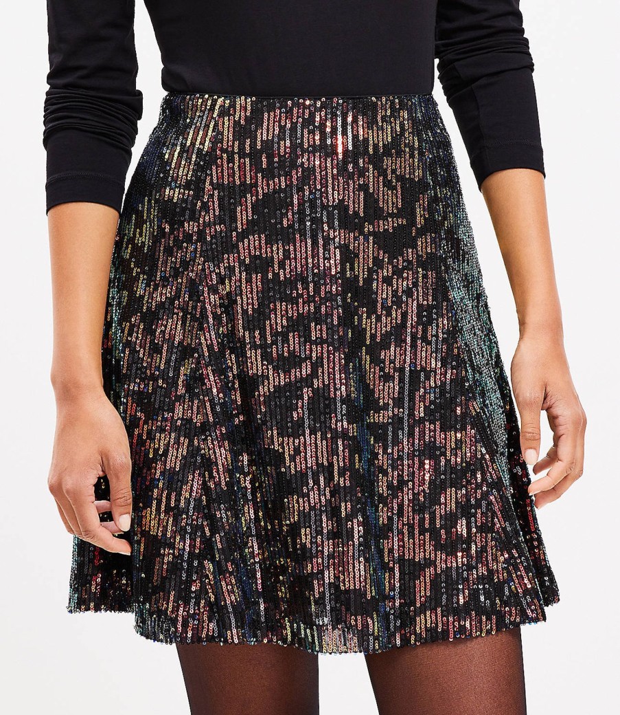 Clothing Loft | Sequin Seamed Skirt Multi