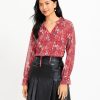 Clothing Loft | Garden Ruffle Tie Neck Blouse Tango Red