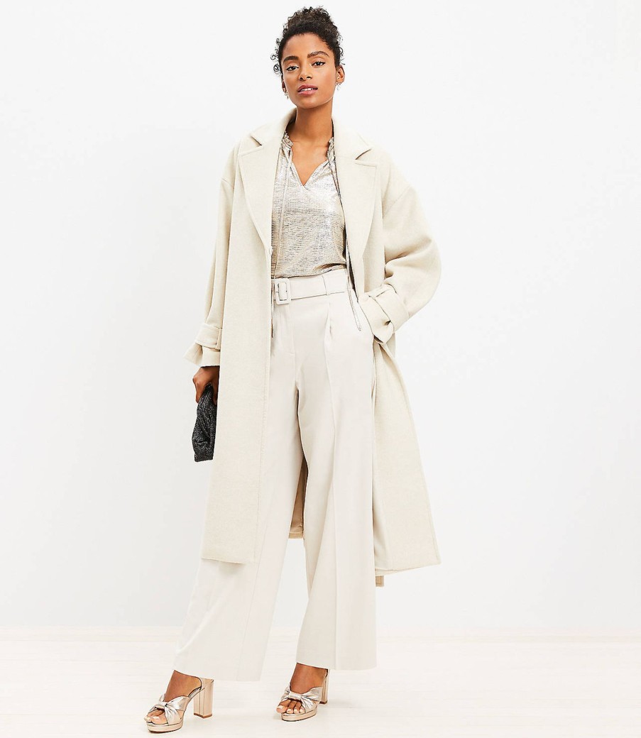 Clothing Loft | Tie Waist Trench Coat Wheat Melange