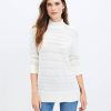 Clothing Loft | Textured Stripe Mock Neck Tunic Sweater Whisper White