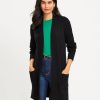 Clothing Loft | Ribbed Pocket Open Cardigan Black