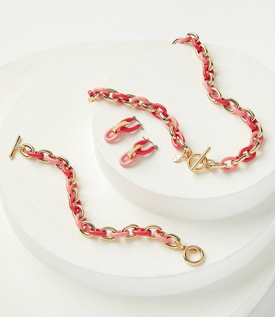 Accessories & Shoes Loft | Enamel Link Bracelet Warm Coral