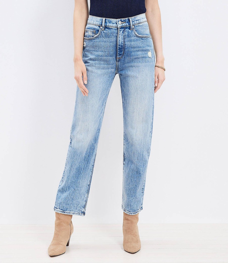 Clothing Loft | High Rise Straight Jeans In Light Vintage Indigo Wash