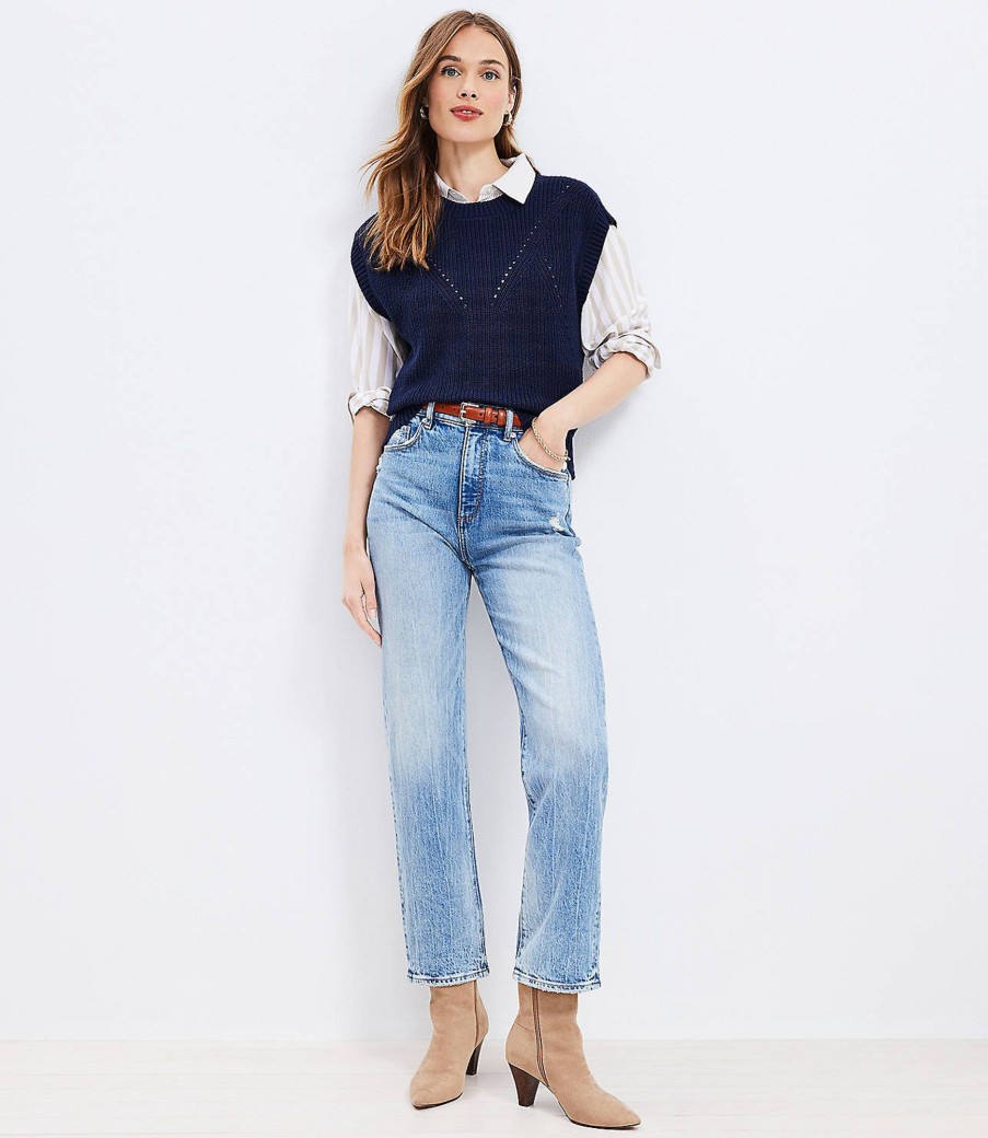 Clothing Loft | High Rise Straight Jeans In Light Vintage Indigo Wash