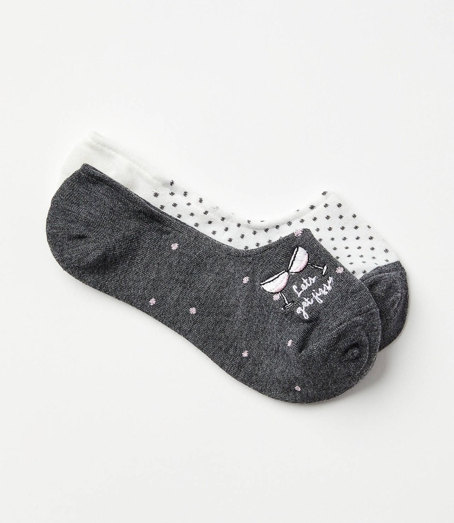 Accessories & Shoes Loft | Champagne Pop & Dot No Show Sock Set Charcoal