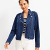 Clothing Loft | Denim Moto Jacket In Classic Rinse Wash