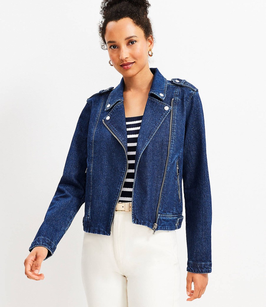 Clothing Loft | Denim Moto Jacket In Classic Rinse Wash