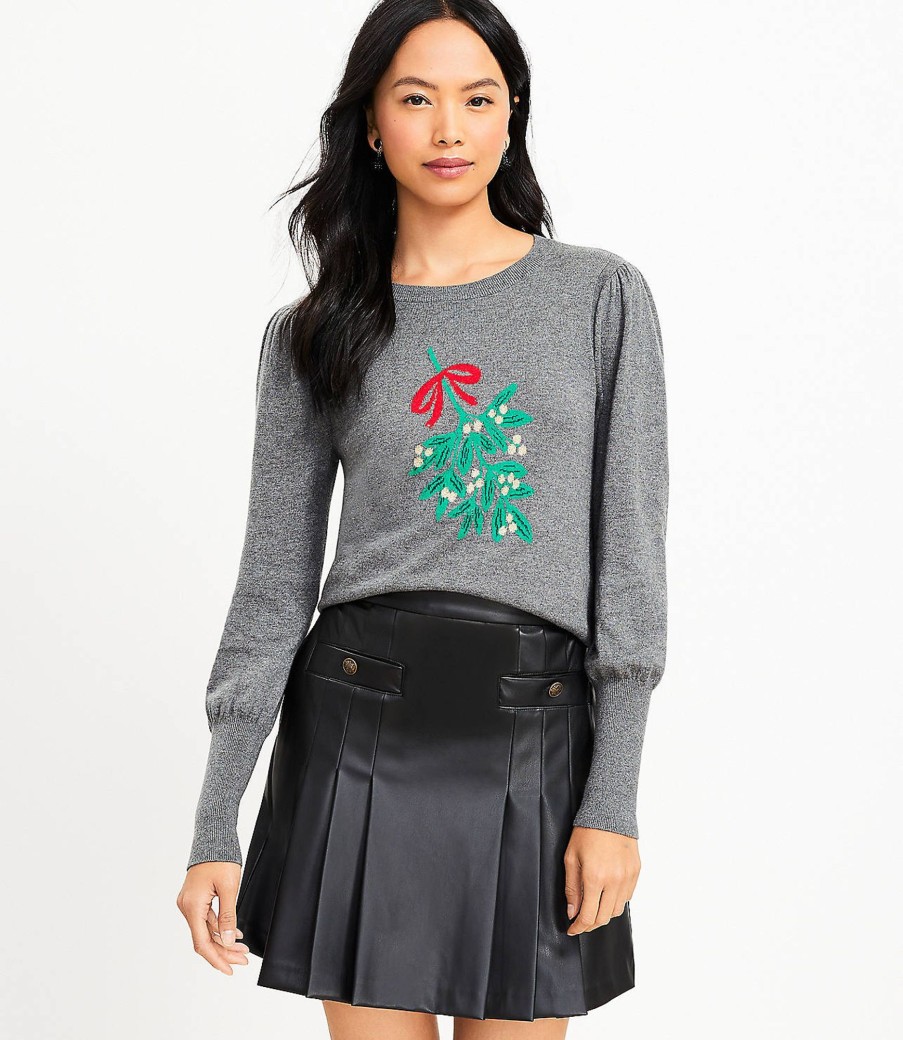 Clothing Loft | Mistletoe Puff Sleeve Sweater Pavestone Heather