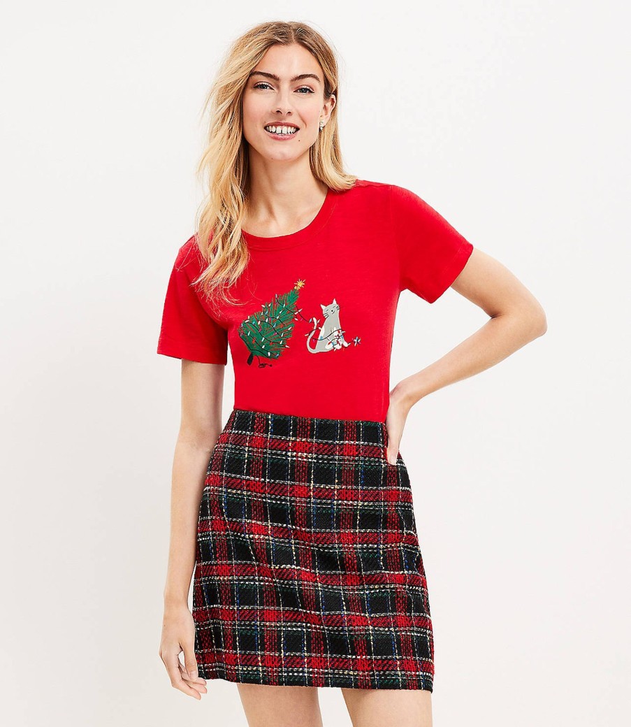 Clothing Loft | Holiday Kitten Everyday Crew Tee Tango Red