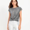 Clothing Loft | Sequin Knot Cap Sleeve Top Gunmetal