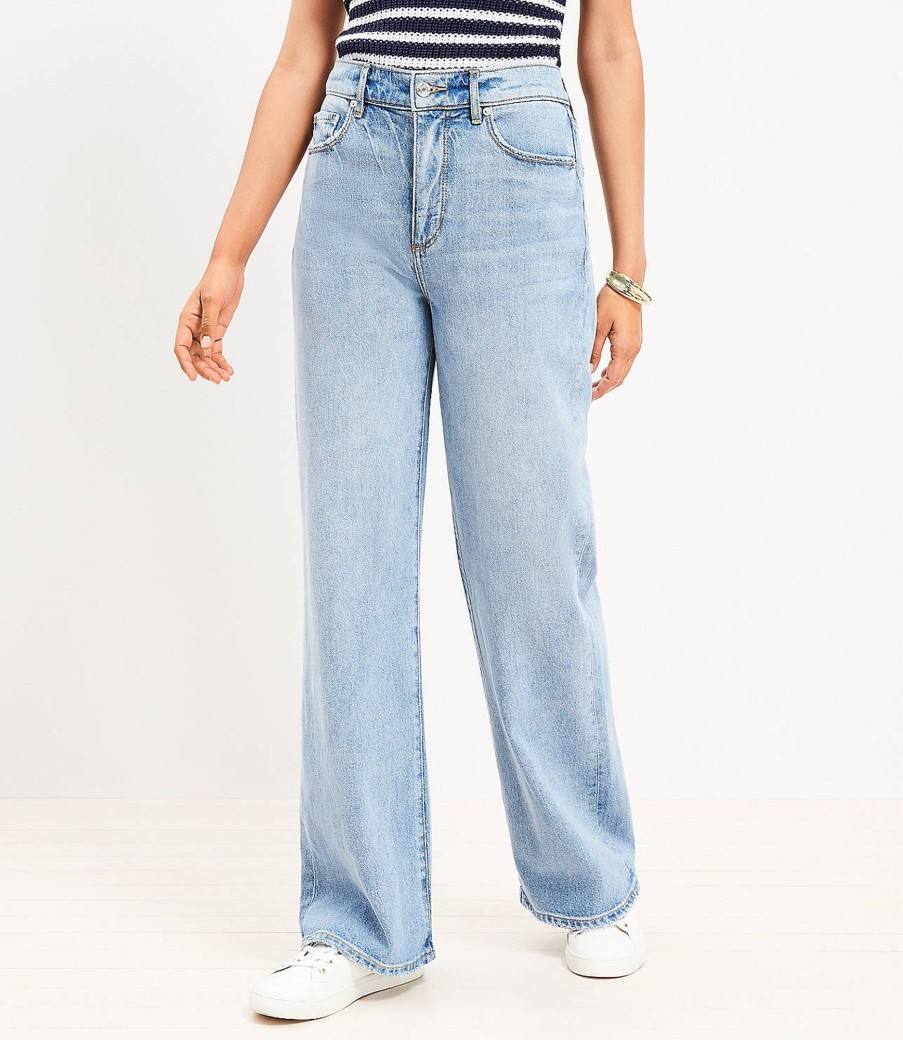 Clothing Loft | High Rise Wide Leg Jeans In Light Wash Indigo