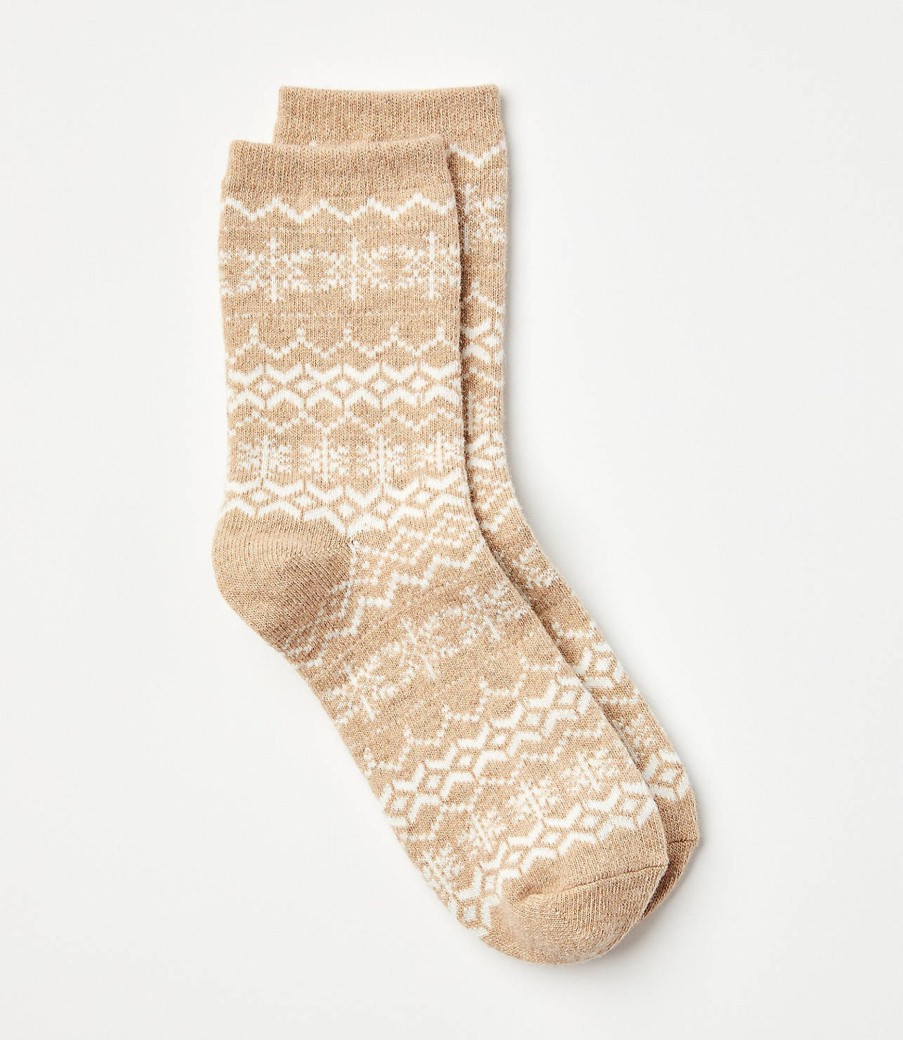 Accessories & Shoes Loft | Fair Isle Cozy Crew Socks Light Oat Heather