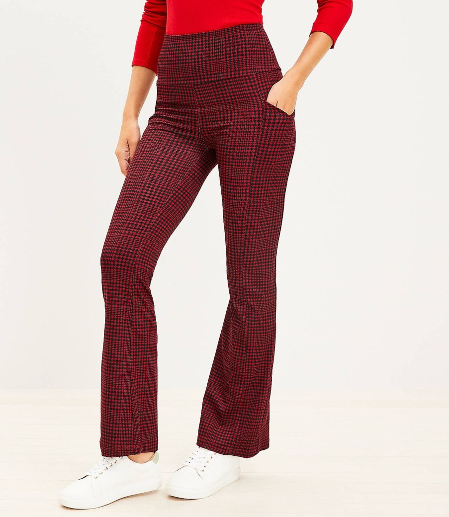 Clothing Loft | Lou & Grey Houndstooth Luvstretch Side Pocket Flare Pants Classic Rouge