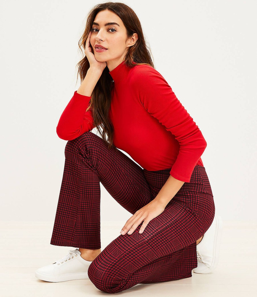 Clothing Loft | Lou & Grey Houndstooth Luvstretch Side Pocket Flare Pants Classic Rouge