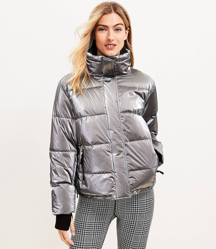 Clothing Loft | Lou & Grey Metallic Active Puffer Jacket Gunmetal