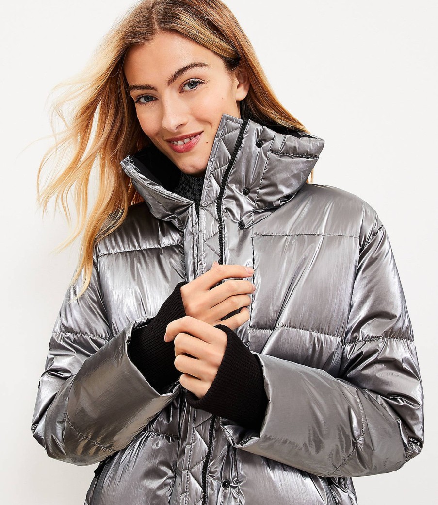 Clothing Loft | Lou & Grey Metallic Active Puffer Jacket Gunmetal