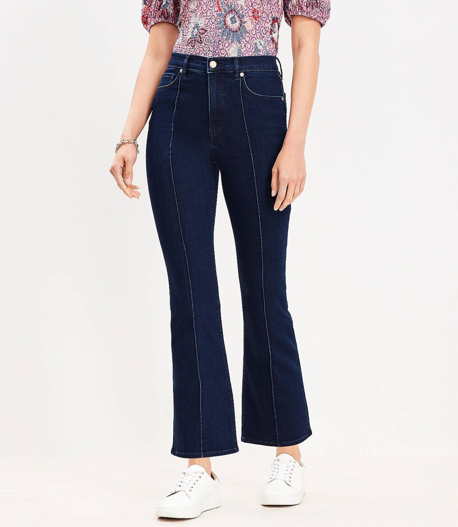 Clothing Loft | Tall Pintucked High Rise Kick Crop Jeans In Classic Rinse Wash