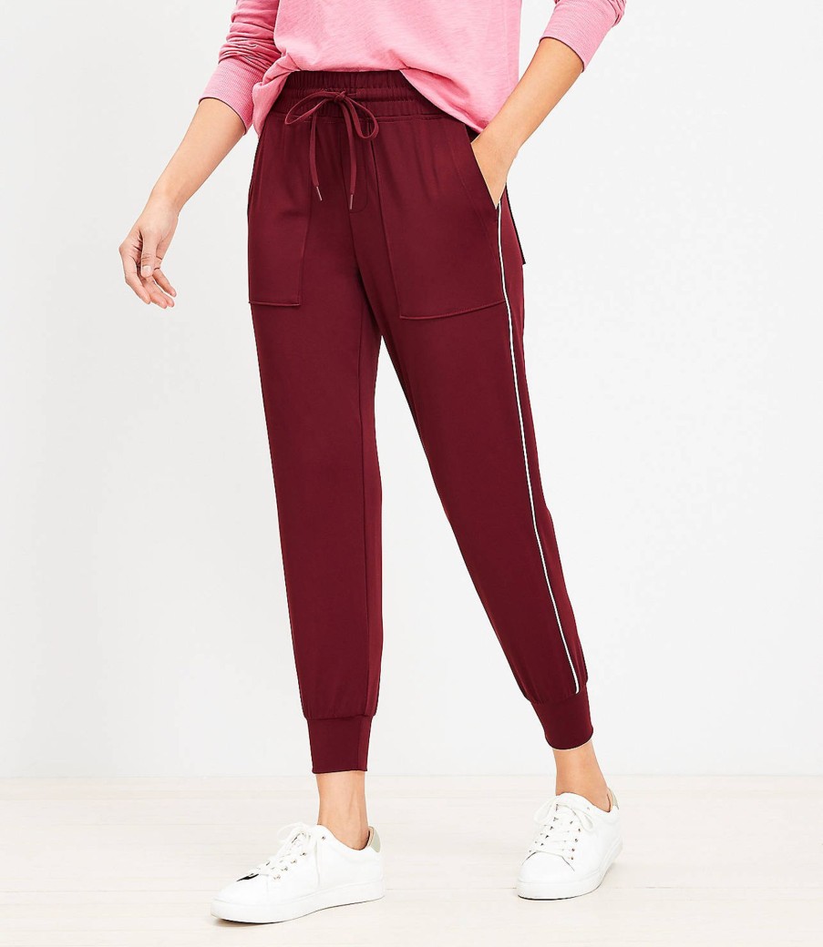 Clothing Loft | Lou & Grey Piped Luvstretch Joggers Burgundy