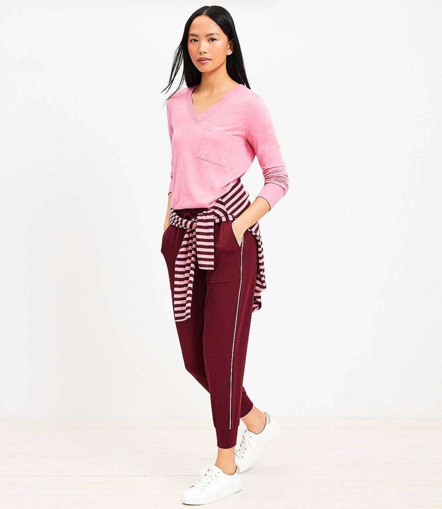 Clothing Loft | Lou & Grey Piped Luvstretch Joggers Burgundy