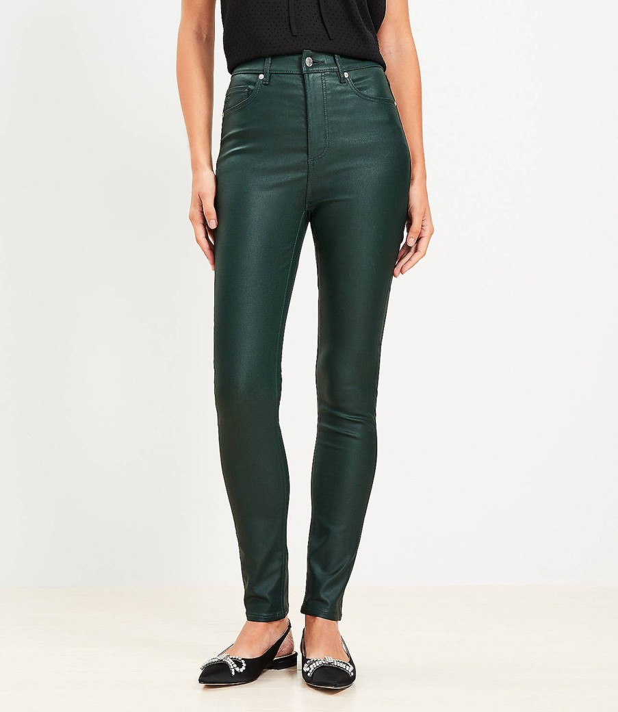 Clothing Loft | Coated High Rise Skinny Jeans In Green Green Coated