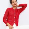 Clothing Loft | Stitchy Sweater Jacket Tango Red