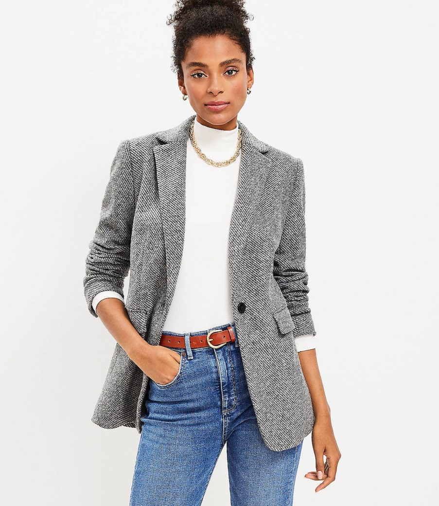 Clothing Loft | Boucle Long Modern Blazer Grey Multi