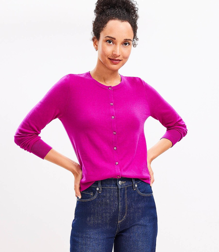 Clothing Loft | Crew Neck Cardigan Violet Orchid