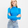 Clothing Loft | Puff Sleeve Mock Neck Top Bell Flower Blue