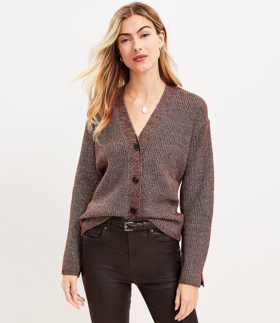 Clothing Loft | Ribbed V-Neck Cardigan Chocolate Fondant